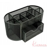 Підставка-органайзер металевий  Сітка чорний з висувним відділом
