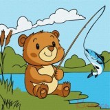 Картина за номерамию Дитяча "Ведмедик риболов" 25*25см КНО1085