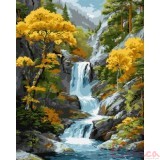 Картина за номерами. Міський пейзаж. Пейзаж "Під водоспадом осені" 40 * 50см. КНО6411