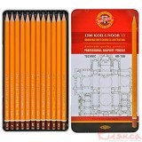 Набір графітних олівців Koh-I-Noor 1500 Technic, НВ-10Н, 12 шт. (1502.I)