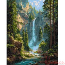 Картина за номерами. Пейзаж "Величний водоспад" 40х50см KHO6453