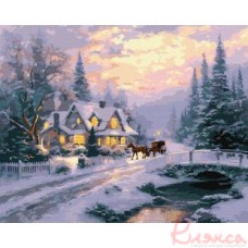 Картина за номерами. Пейзаж "Новорічний спокій", 40*50см. КНО6419